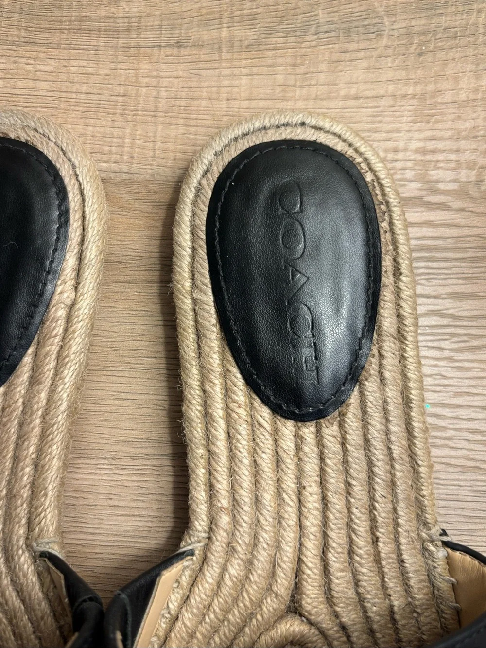 Coach Black Leather Cailin Espadrilles Size 7